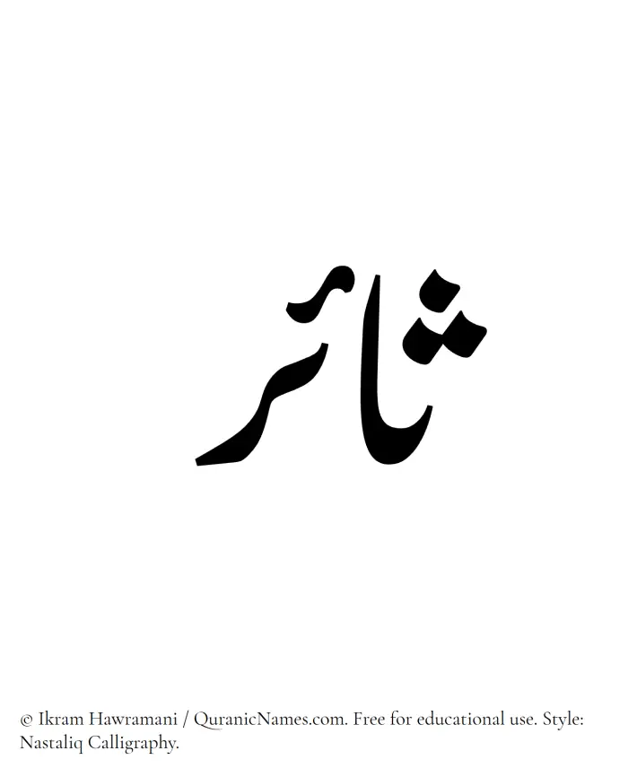 The Muslim name word Saair written in Nastaliq calligraphic script