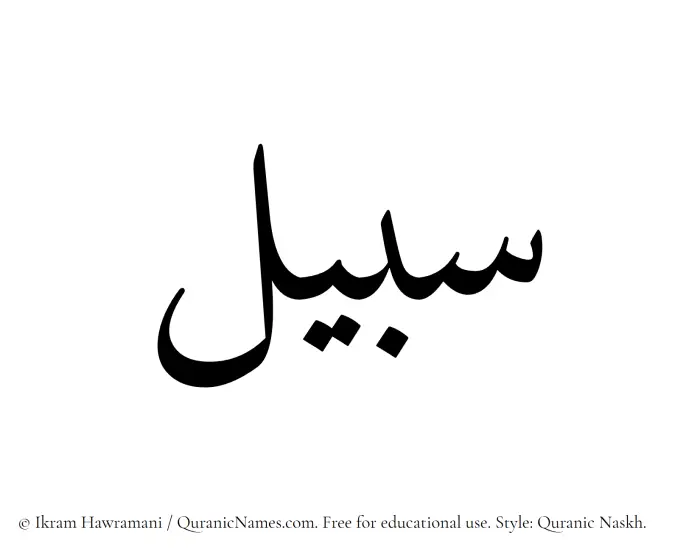 The Muslim name Sabeel written in Quranic naskh script