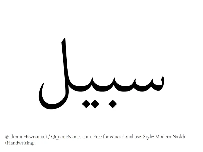 The Muslim name Sabeel written in naskh script