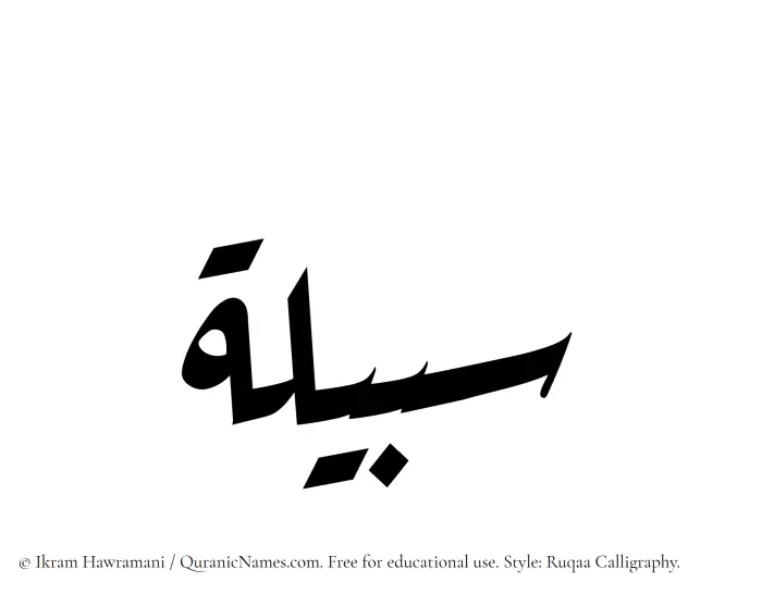 The Muslim name Sabeela written in Ruqaa calligraphic script