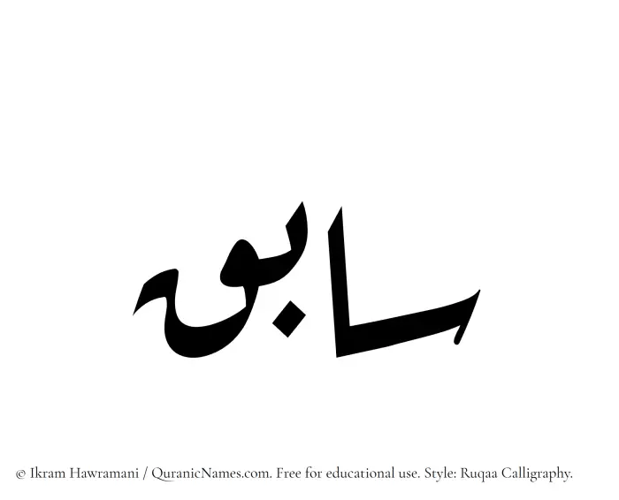 The Muslim name Sabiq written in Ruqaa calligraphic script