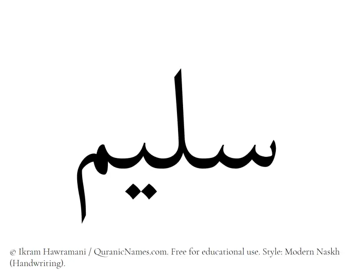 The Muslim name Saleem written in naskh script