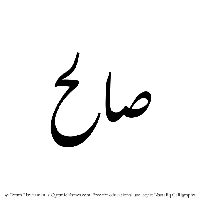 The Muslim name word Salih written in Nastaliq calligraphic script