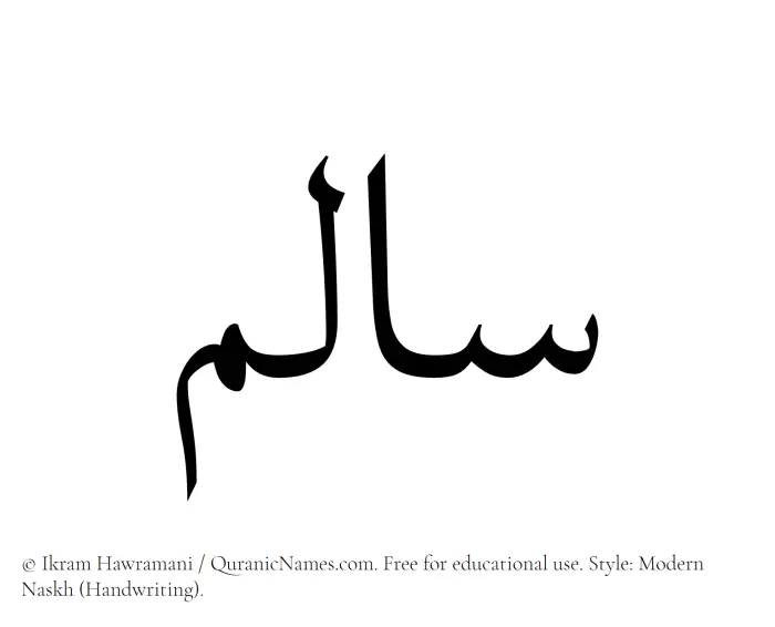 The Muslim name Salim written in naskh script