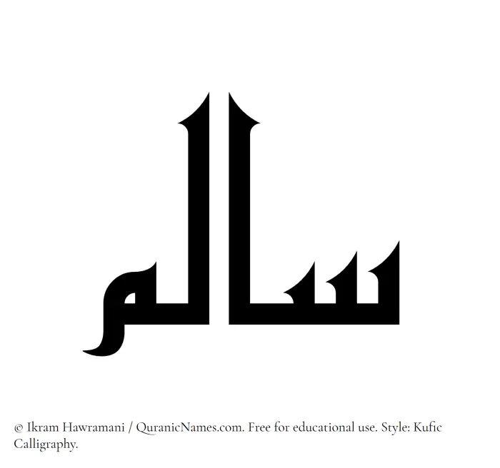 The Muslim name Salim written in Kufi/Kufic calligraphic script