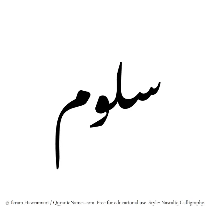 The Muslim name word Saloom written in Nastaliq calligraphic script
