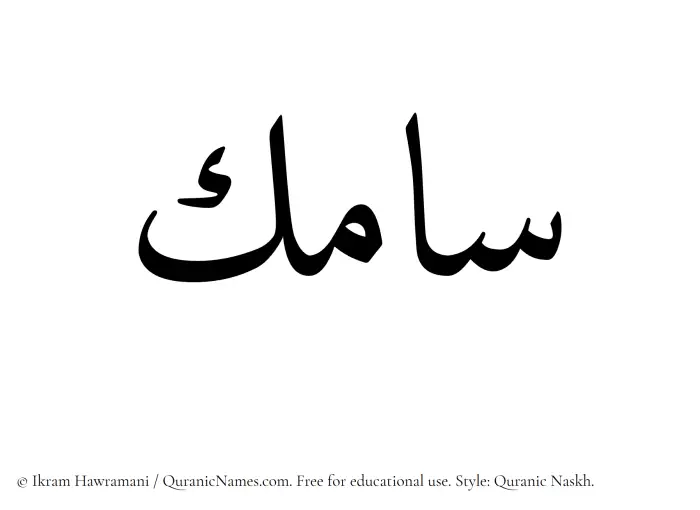 The Muslim name Samik written in Quranic naskh script