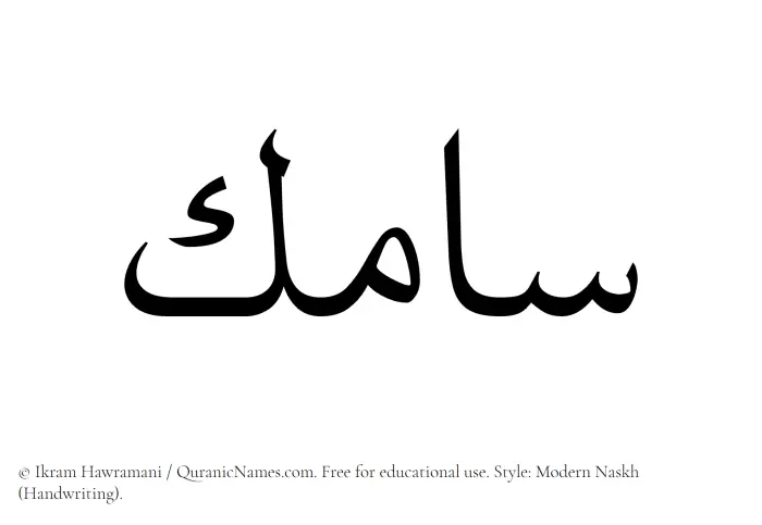 The Muslim name Samik written in naskh script