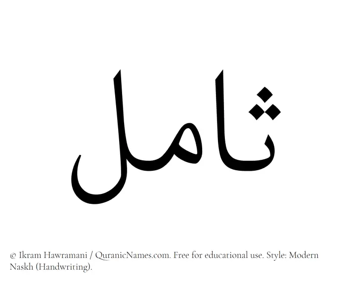 The Muslim name Samil written in naskh script