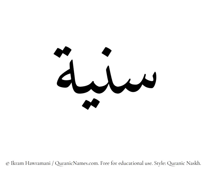 The Muslim name Saniyya written in Quranic naskh script