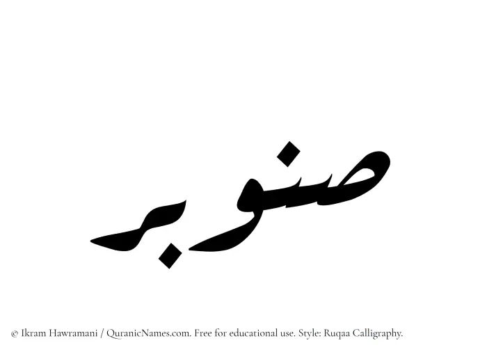The Muslim name Sanubar written in Ruqaa calligraphic script