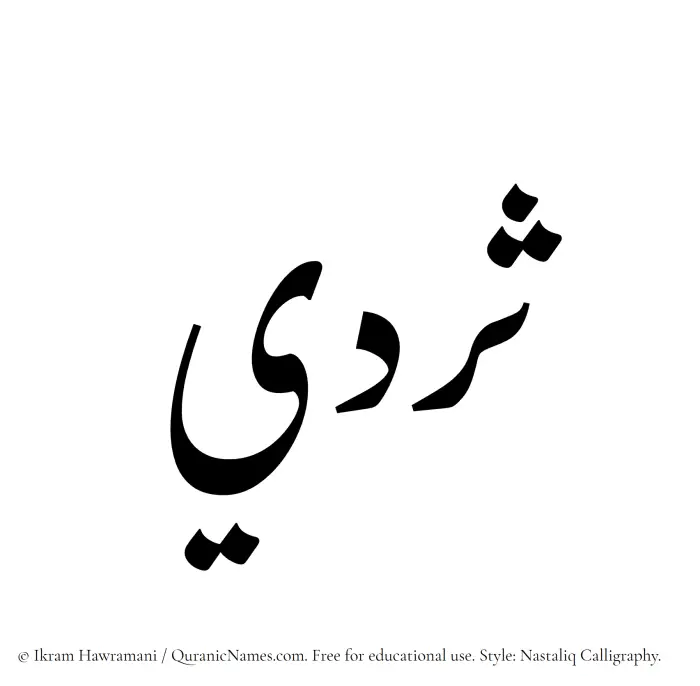 The Muslim name word Sardee written in Nastaliq calligraphic script