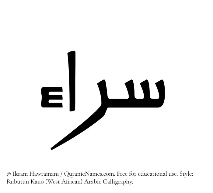 The Muslim name Sarraa written in Rubutun Kano calligraphic script