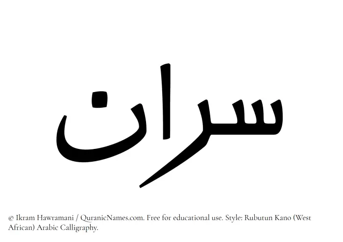 The Muslim name Sarraan written in Rubutun Kano calligraphic script