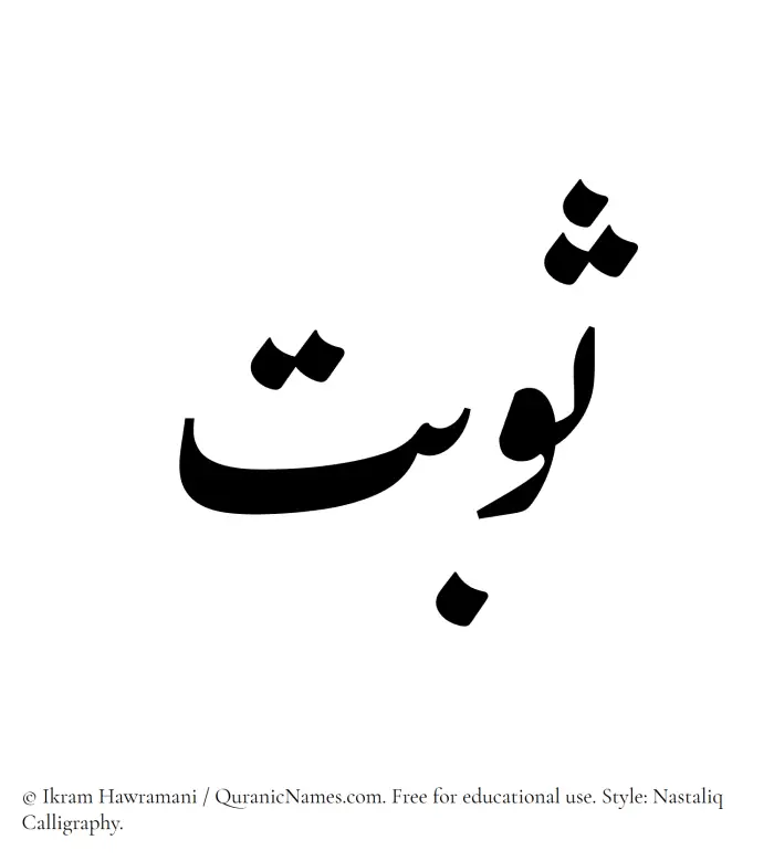 The Muslim name word Sawbat written in Nastaliq calligraphic script