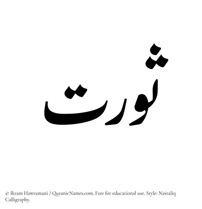The Muslim name word Sawrat written in Nastaliq calligraphic script
