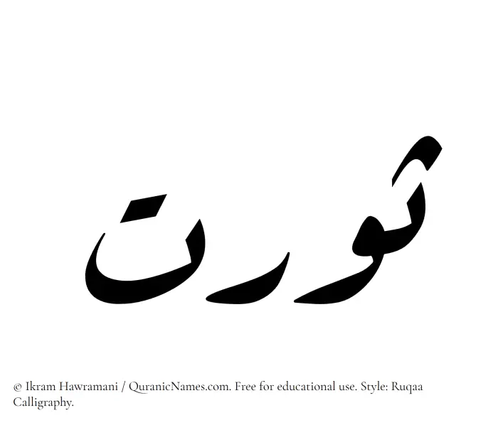 The Muslim name Sawrat written in Ruqaa calligraphic script