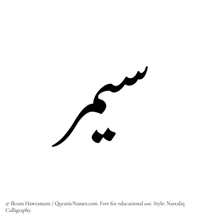 The Muslim name word Saymar written in Nastaliq calligraphic script