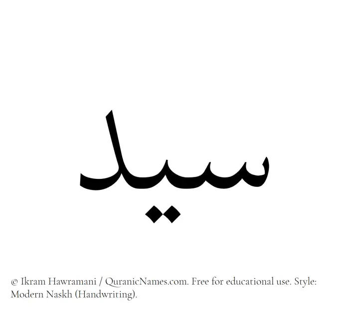 The Muslim name Seid written in naskh script