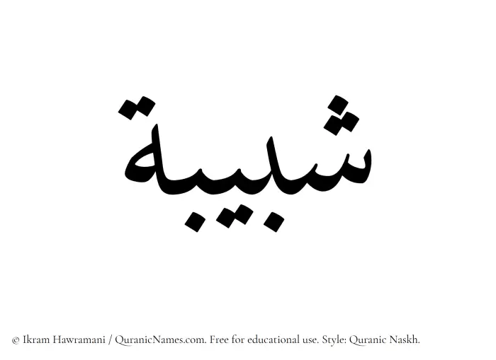 The Muslim name Shabibah written in Quranic naskh script
