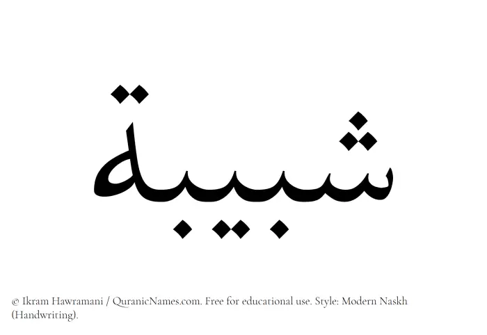 The Muslim name Shabibah written in naskh script