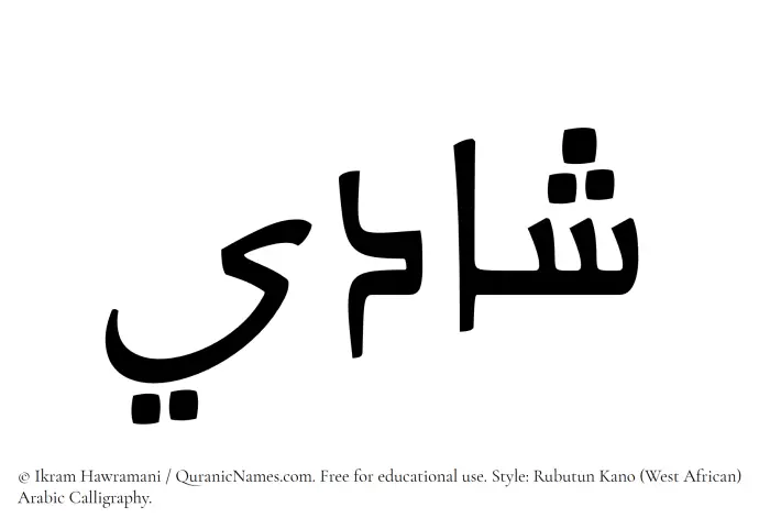 The Muslim name Shadi written in Rubutun Kano calligraphic script