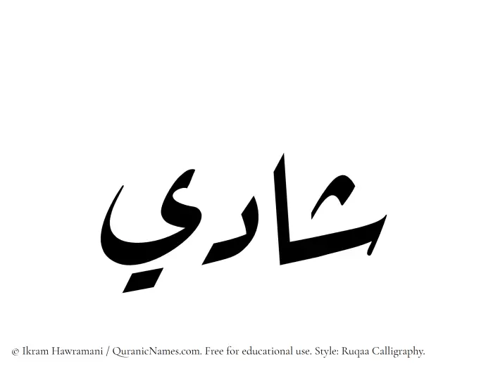The Muslim name Shadi written in Ruqaa calligraphic script