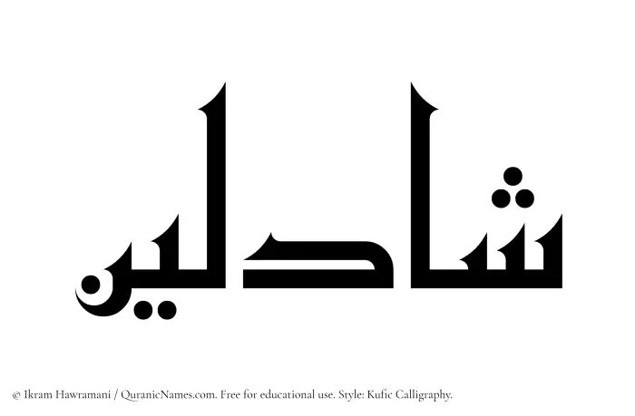 The Muslim name Shadleen written in Kufi/Kufic calligraphic script