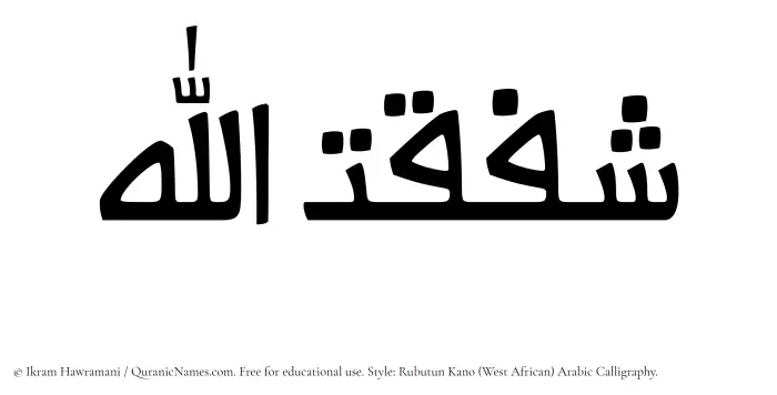 The Muslim name Shafaqatullah written in Rubutun Kano calligraphic script