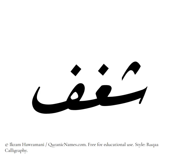 The Muslim name Shaghf written in Ruqaa calligraphic script