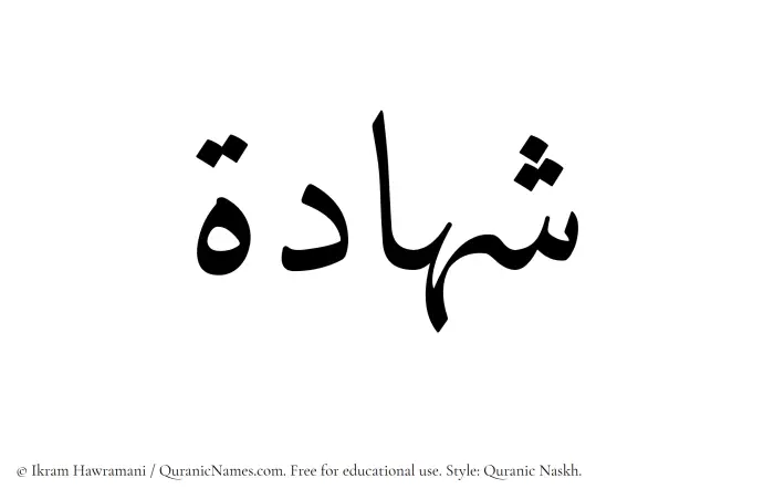 The Muslim name Shahada written in Quranic naskh script