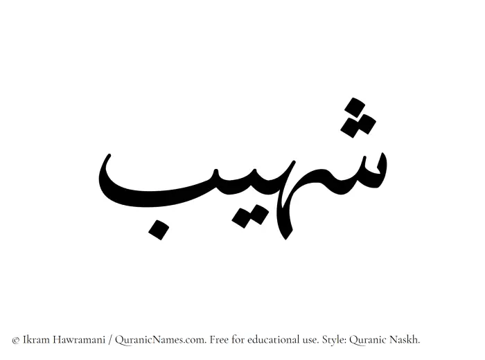 The Muslim name Shaheeb written in Quranic naskh script