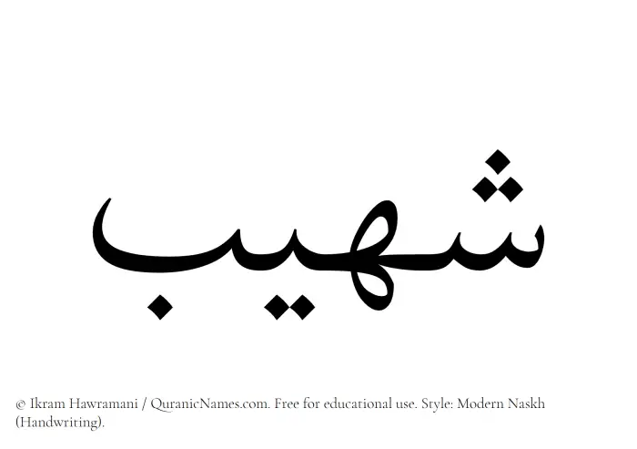 The Muslim name Shaheeb written in naskh script
