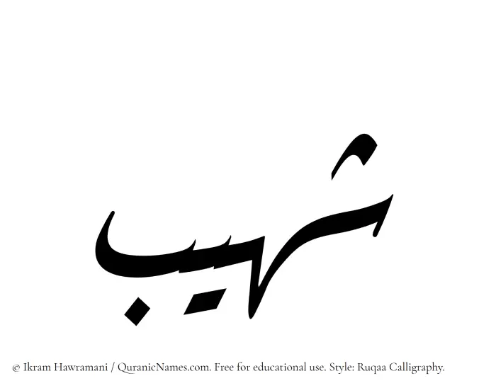The Muslim name Shaheeb written in Ruqaa calligraphic script
