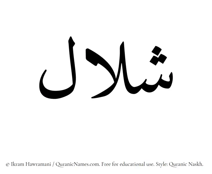 The Muslim name Shalal written in Quranic naskh script