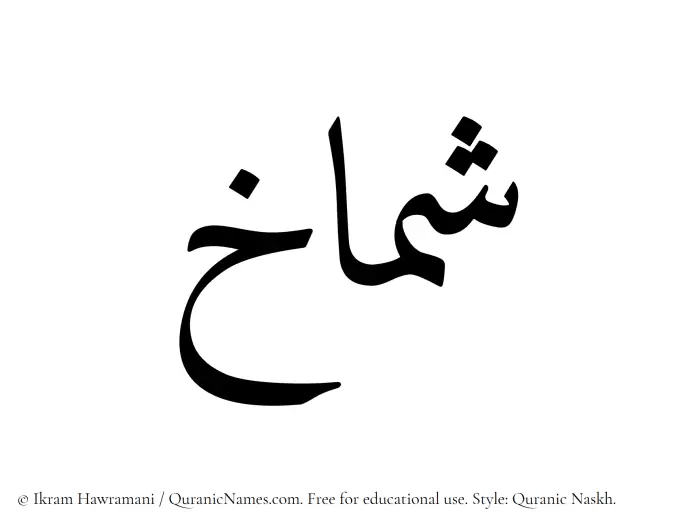 The Muslim name Shamakh written in Quranic naskh script