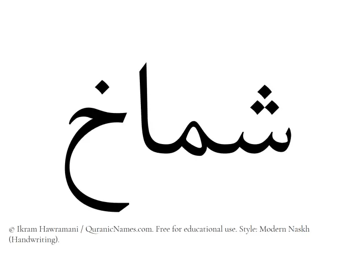 The Muslim name Shamakh written in naskh script