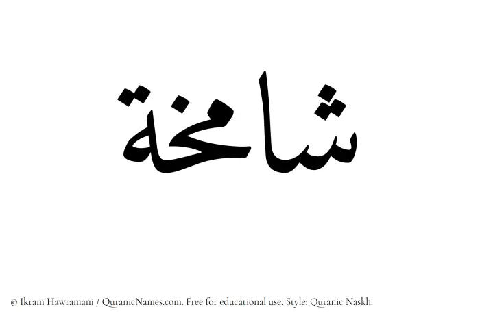 The Muslim name Shamikha written in Quranic naskh script
