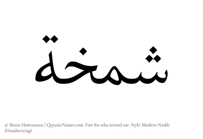 The Muslim name Shamkhah written in naskh script