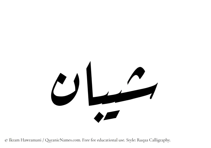 The Muslim name Sheeban written in Ruqaa calligraphic script