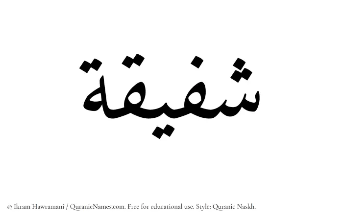 The Muslim name Shufaiqah written in Quranic naskh script