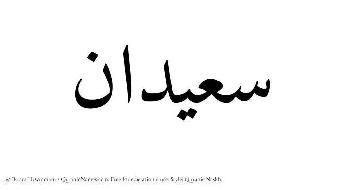 The Muslim name Suaidan written in Quranic naskh script