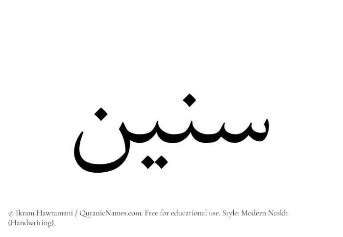 The Muslim name Sunain written in naskh script