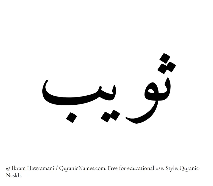 The Muslim name Suwaib written in Quranic naskh script