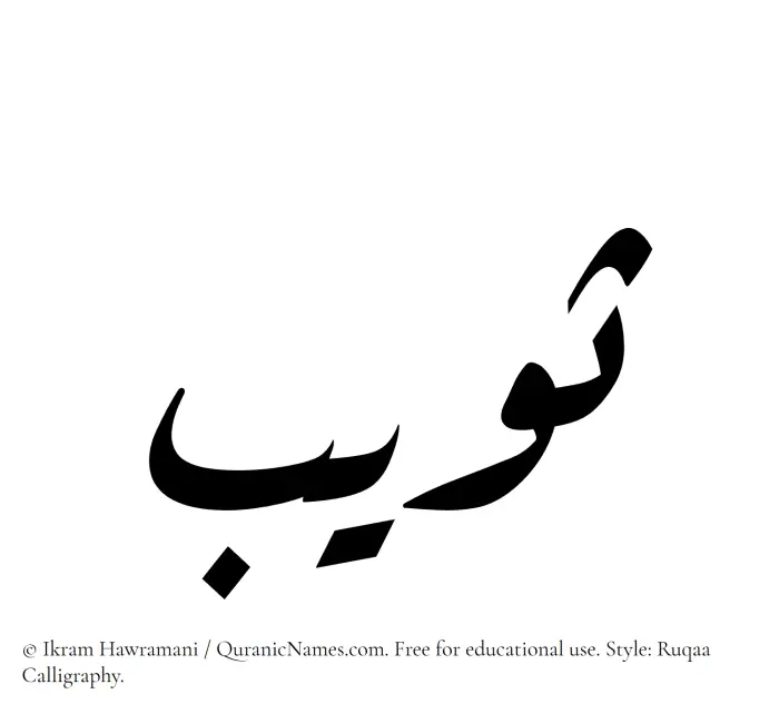 The Muslim name Suwaib written in Ruqaa calligraphic script
