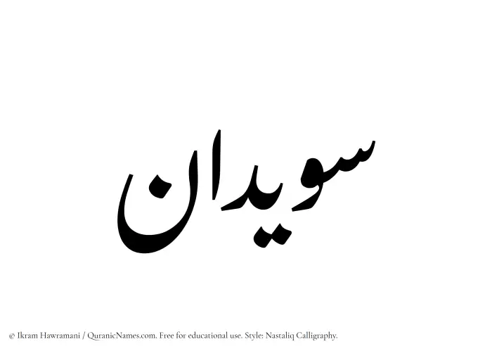 The Muslim name word Suwaidan written in Nastaliq calligraphic script