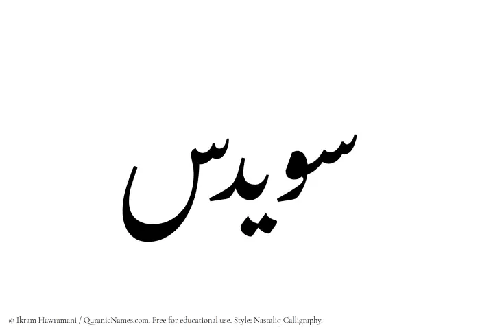 The Muslim name word Suwaidis written in Nastaliq calligraphic script