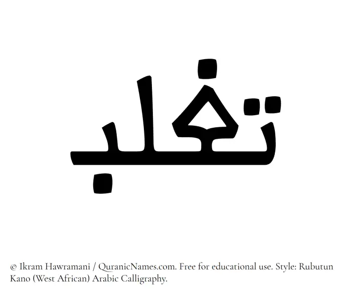 The Muslim name Taghlib written in Rubutun Kano calligraphic script