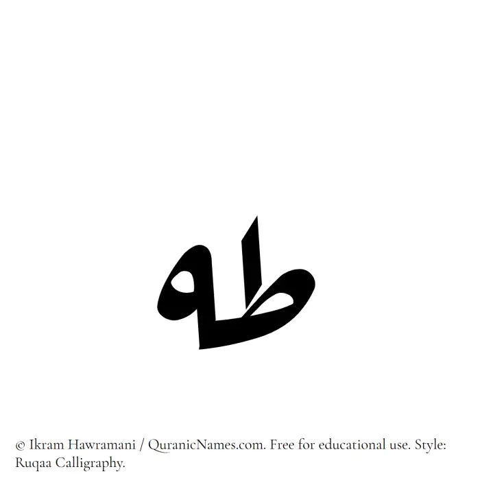 The Muslim name Taha written in Ruqaa calligraphic script