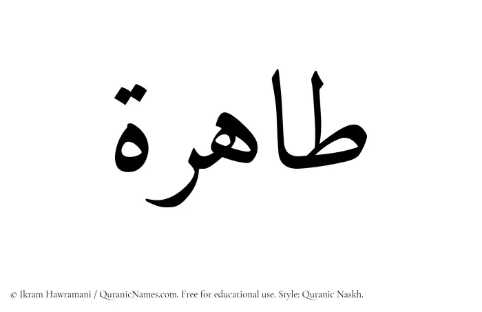 The Muslim name Tahira written in Quranic naskh script